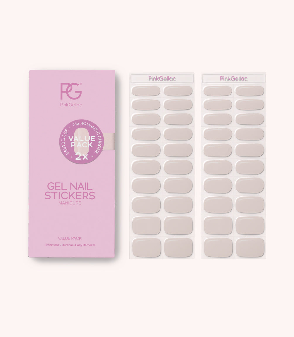 Pink Gellac Value Pack 015 Romantic Chrome gel nail sticker value pack contents.