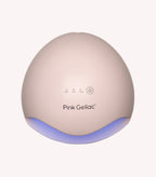 LED light for nails with the text "Pink Gellac" and an on/off button, illuminated at the bottom.