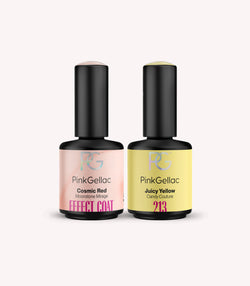 Pink Gellac Cosmic Red effect coat set with two gel polish bottles.