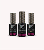 Pink Gellac Nail Prep, Base Coat and Top Coat gel polish bottles.