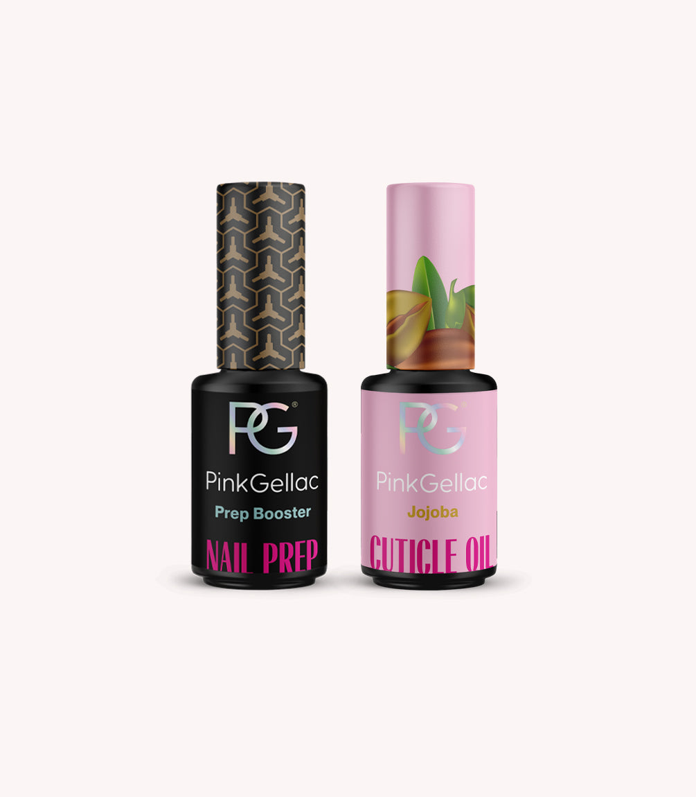 Pink Gellac Discovery gel nail stickers kit with sticker sheets and tools.