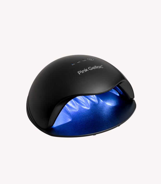 Black LED nail lamp with blue inside, brand Pink Gellac.