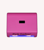 Pink UV LED nail lamp with the text "Pink Gellac" and blue light on the bottom.