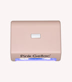 Beige nail lamp with brand name "Pink Gellac" and blue light.