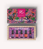 Pink Gellac Exotic Chaos gel polish collection set presented in its gift box.