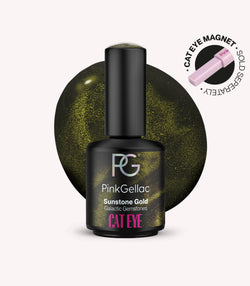Pink Gellac Cat Eye Sunstone Gold gel polish bottle.
