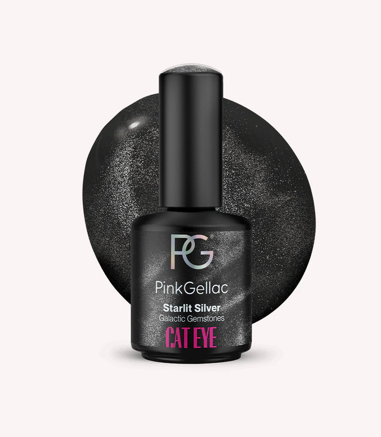 Pink Gellac Cat Eye Starlit Silver gel polish bottle.
