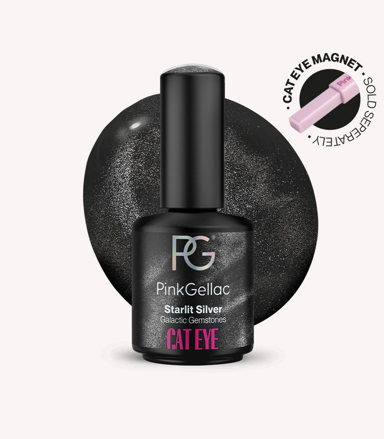 Pink Gellac Cat Eye Starlit Silver gel polish bottle.