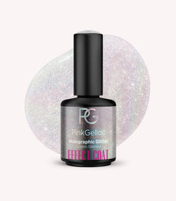 Pink Gellac Effect Coat Holographic Glitter gel polish bottle.