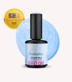 Pink Gellac Effect Coat Moonlit Blue gel polish bottle.