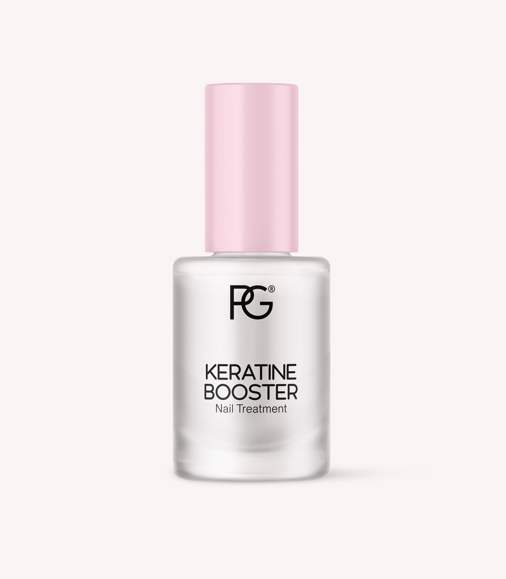 Pink Gellac Keratin Booster nail treatment bottle.