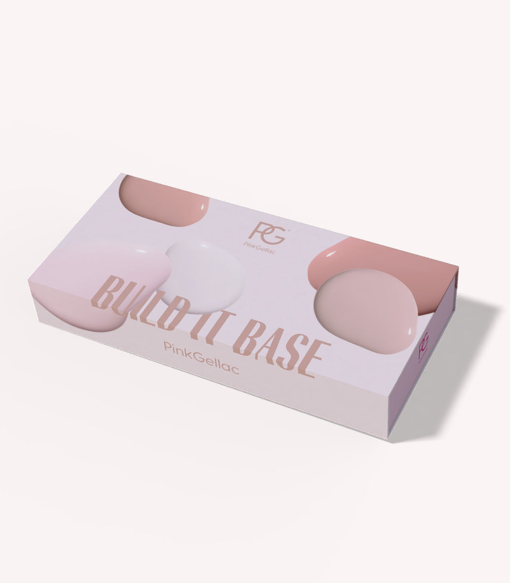 Pink Gellac Build it Base gel polish collection set gift box.