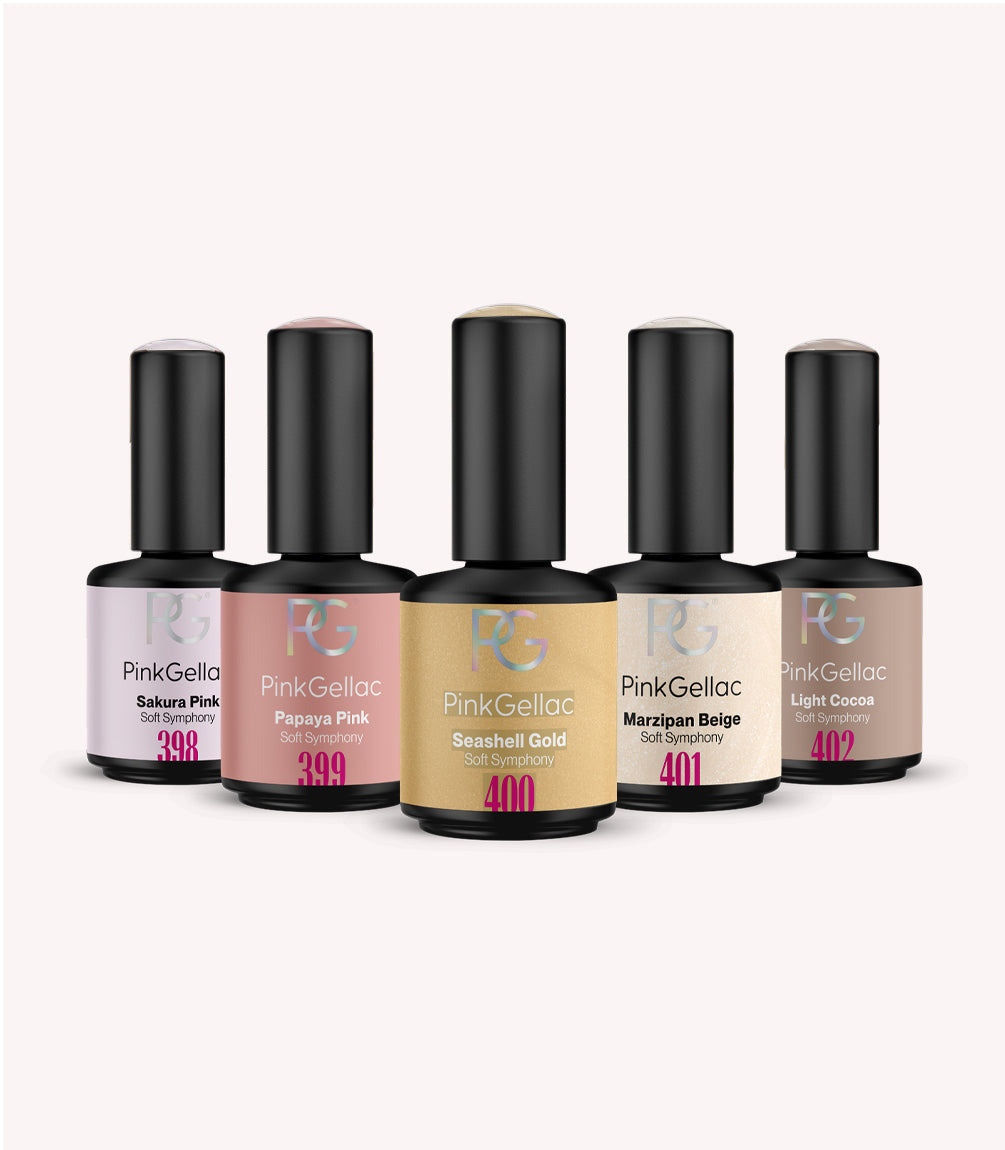 Swatches of the shades in the Pink Gellac Soft Symphony Set.