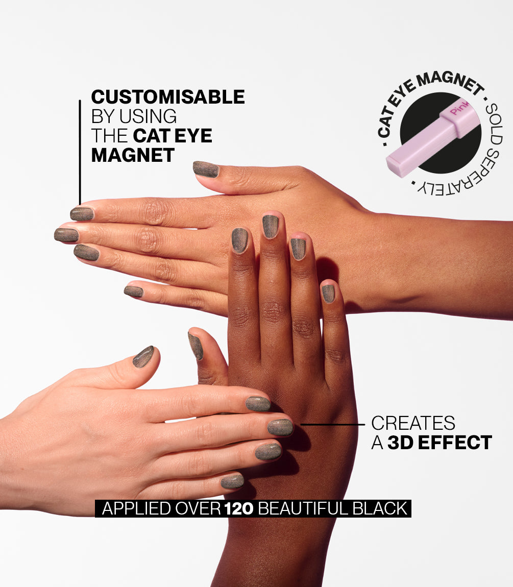 Pink Gellac cat eye magnet application guide.