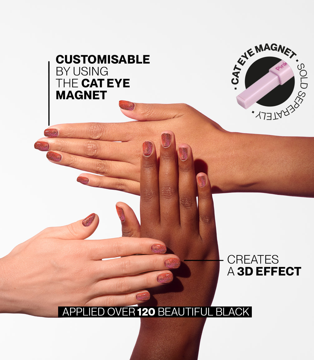 Pink Gellac cat eye magnet application guide.