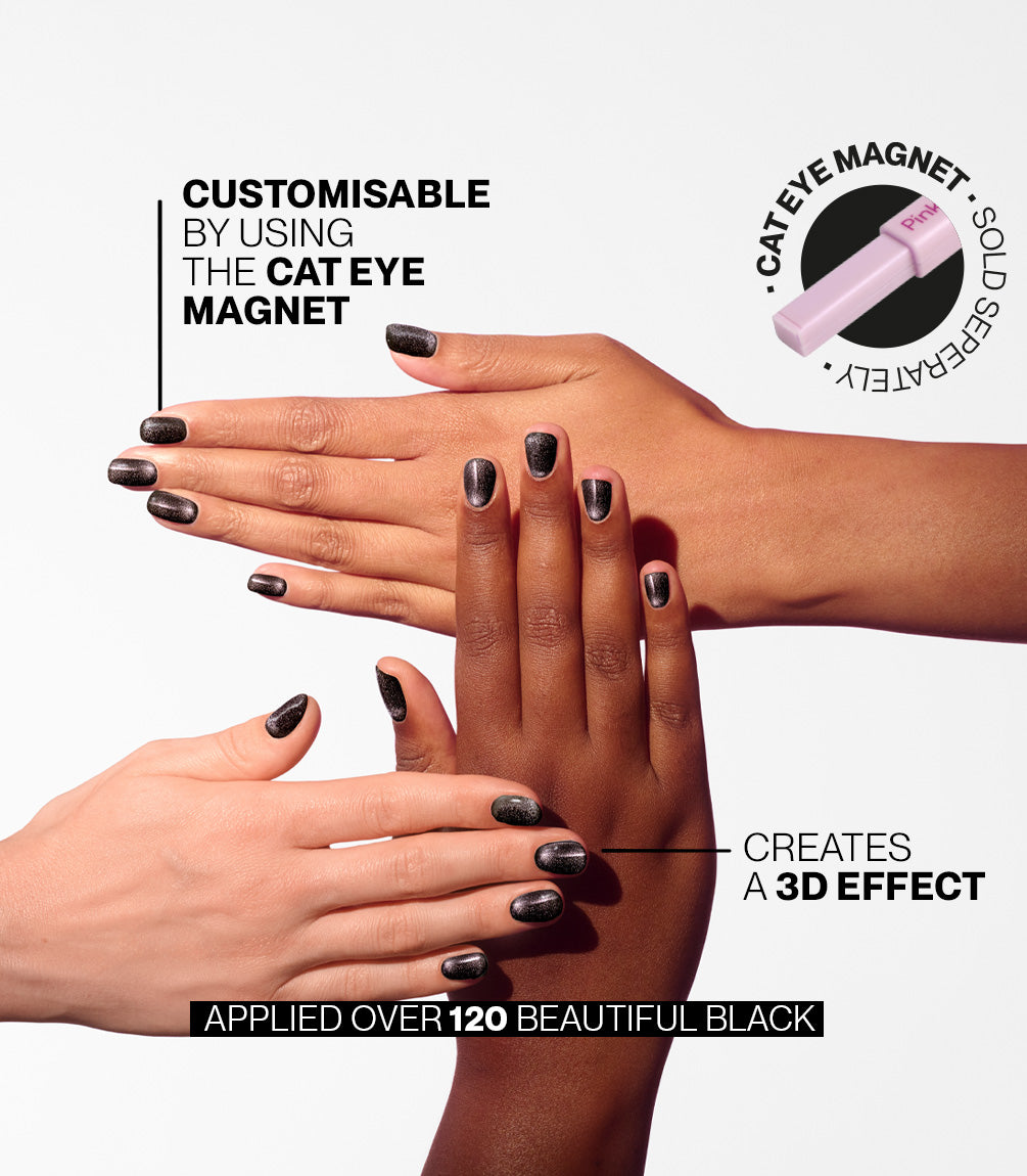 Pink Gellac cat eye magnet application guide.