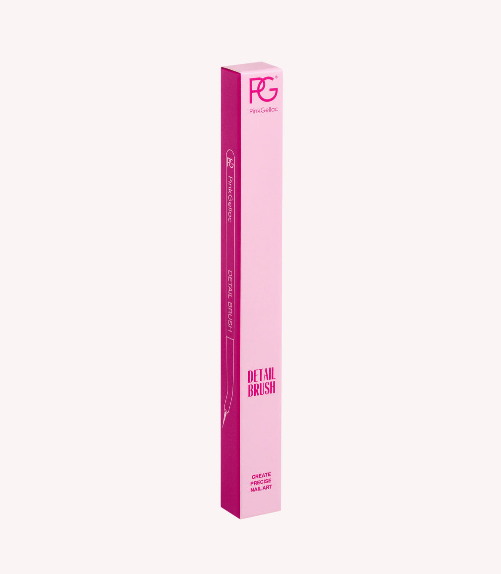 Pink packaging of a Pink Gellac detail brush for precise nail art.