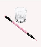 Tweezer and small glass on a white background.