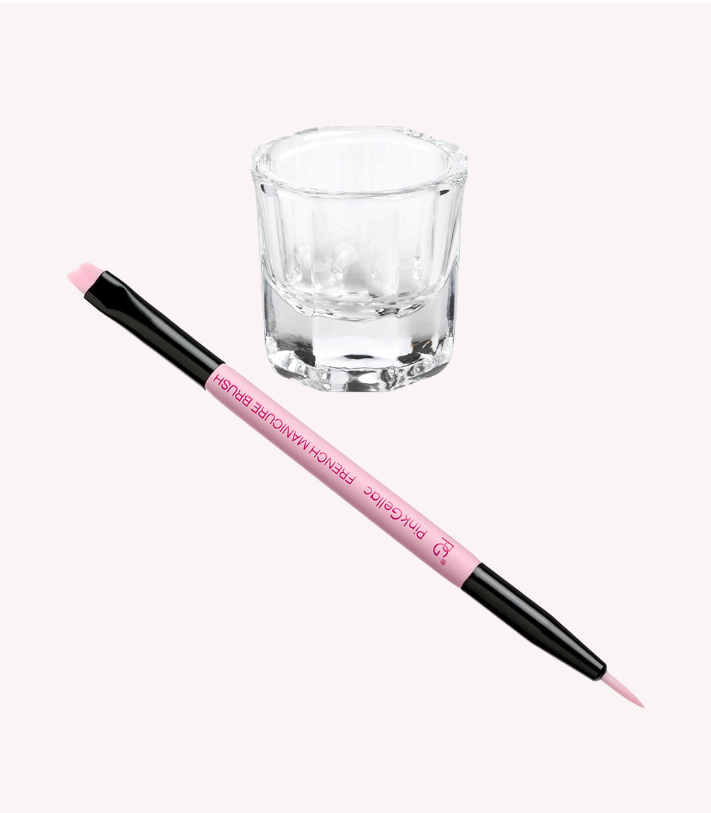 Tweezer and small glass on a white background.