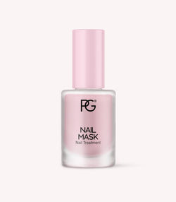 Pink bottle with "PC Nail Mask, Nail Treatment" print on a light background.