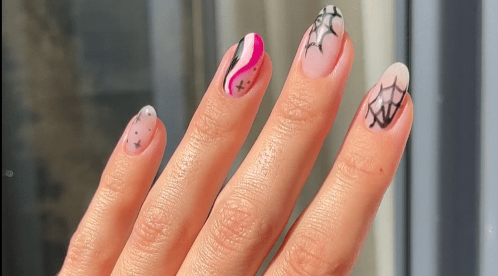 Cute Pink Halloween Nails